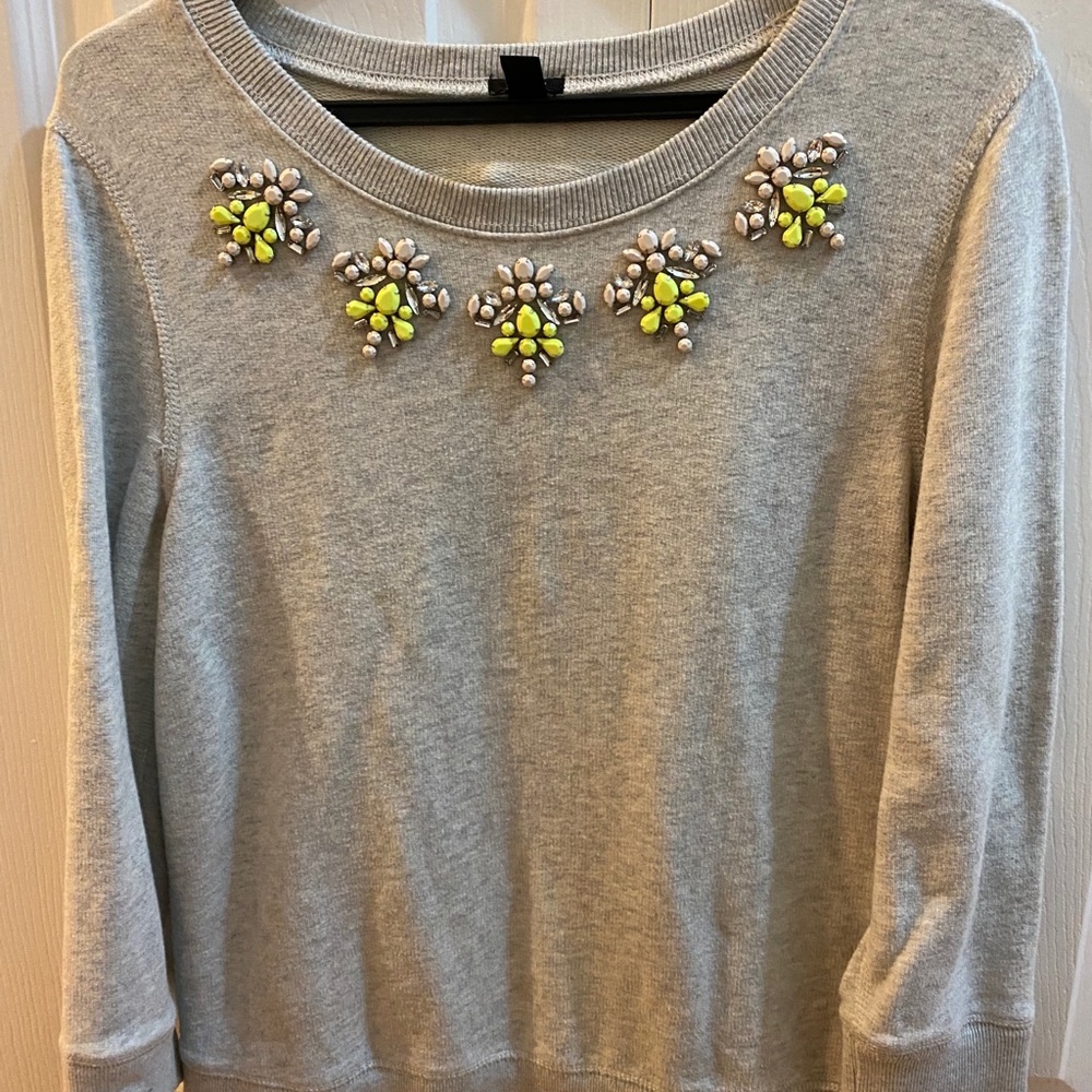 J.Crew Beaded Flower Neckline Sweatshirt